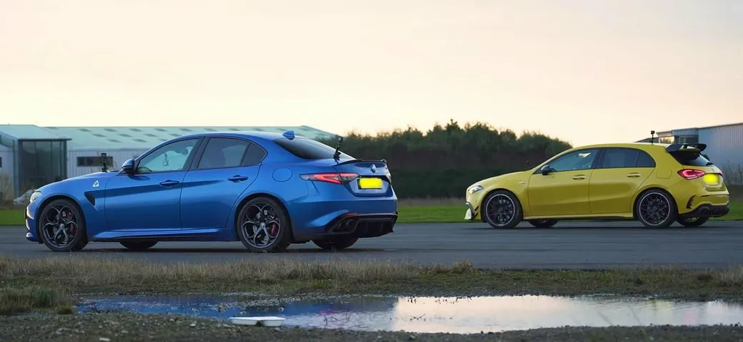Drag race AMG A45 S vs Alfa Romeo Giulia QV