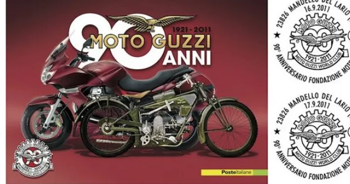 Cartolina postale commemorativa per il 90° della Guzzi