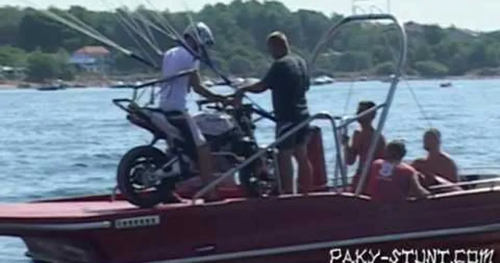 Paky Honda on parachute- World first motorcycle on parachute