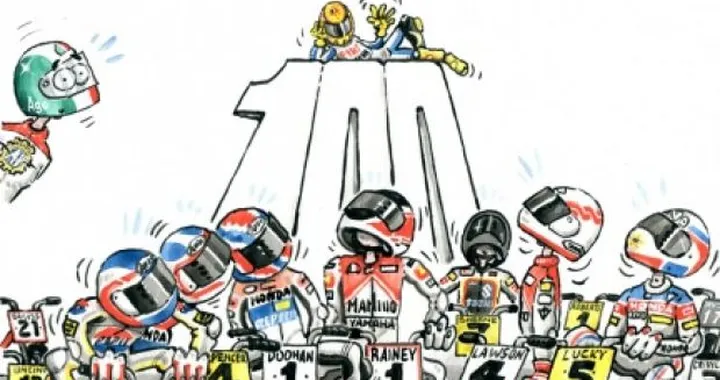 Valentino Rossi dall'alto dei suoi 100 GP vinti