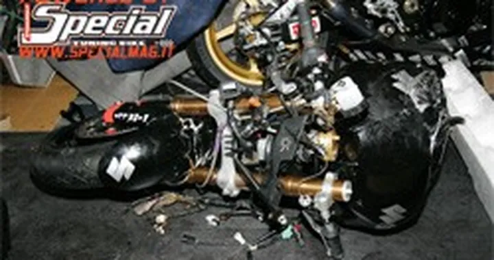 La Suzuki GSX-R 1000 di Polita dopo l'incidente