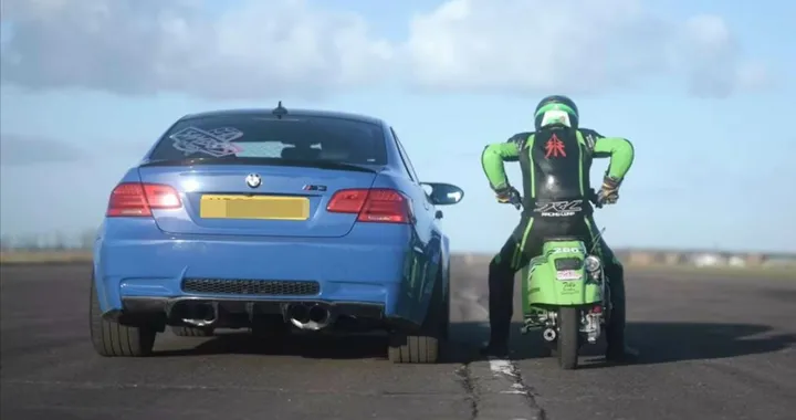 Drag race BMW M3 vs Vespa: una sfida sorprendente [Video]
