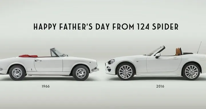 Fiat 124 Spider: gli auguri per la festa del papà USA [Video]