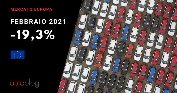 Mercato auto Europa: febbraio in calo del 19,3% nei Paesi UE
