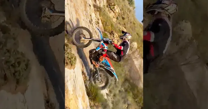 Enduro estremo: risale una parete quasi verticale in moto (Video)
