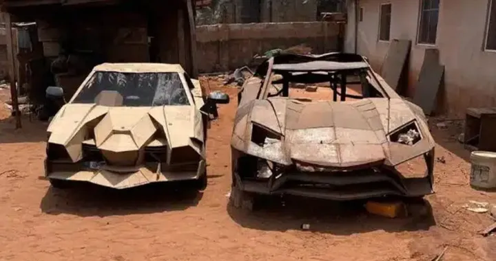Un nigeriano crea una replica di Lamborghini con un cumulo di rottami