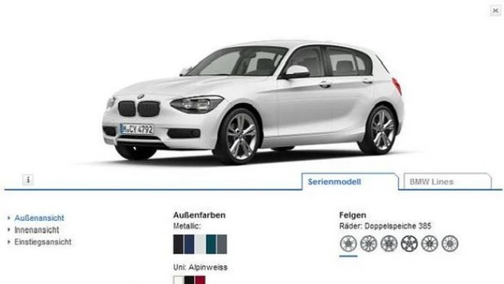 Bmw Serie 1: configuratore e listino prezzi in Germania