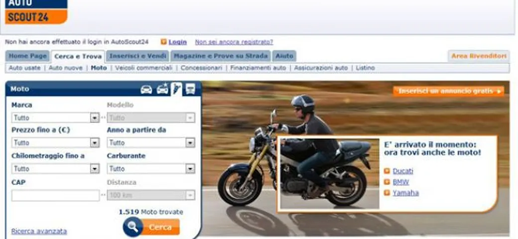 AutoScout24 lancia in Italia la sezione dedicata alle moto
