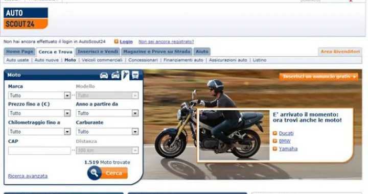 AutoScout24 lancia in Italia la sezione dedicata alle moto