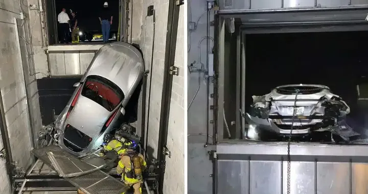 Ferrari Roma precipita da ascensore auto, disastro da migliaia di euro