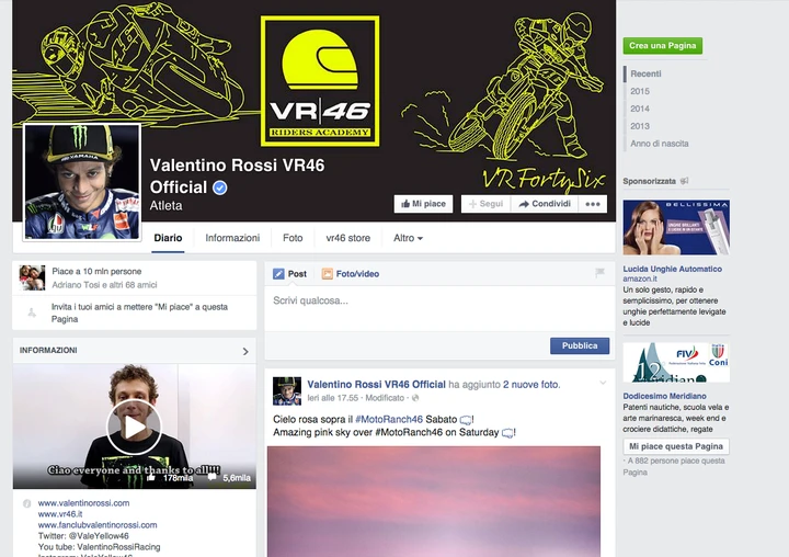 Valentino Rossi vince anche sui Social