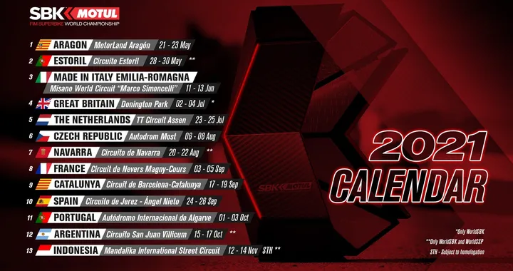 Superbike 2021: ecco il calendario aggiornato