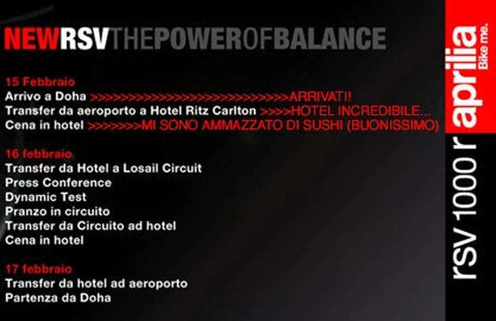 Arrivati in Qatar per la prova Aprilia RSV