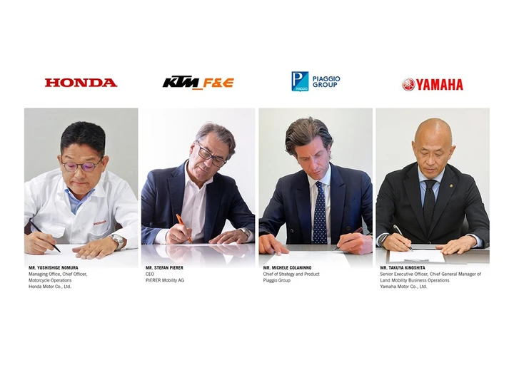 Honda, Piaggio, Yamaha e KTM firmano l'accordo per la realizzazione di batterie