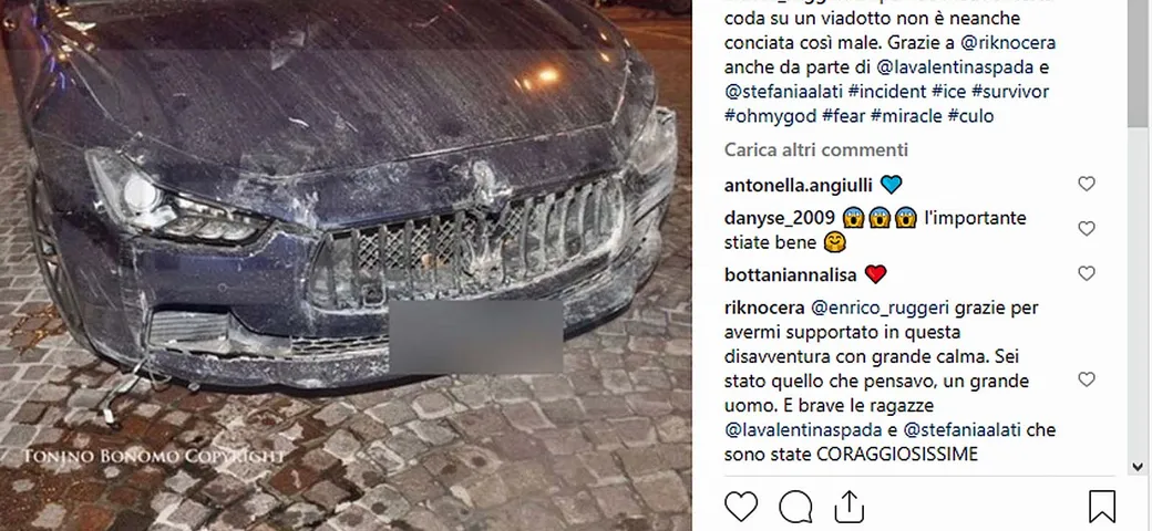 Incidente di Enrico Ruggeri con la sua Maserati