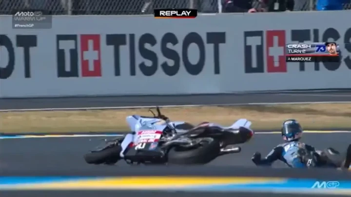 Álex Márquez scivola, la MotoGP si ferma: tensione e spettacolo a Le Mans