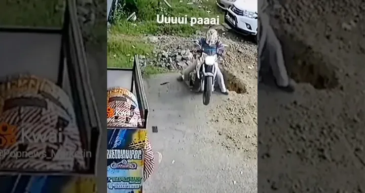 Video virale: retro in moto, ma finisce in una buca e "sparisce"