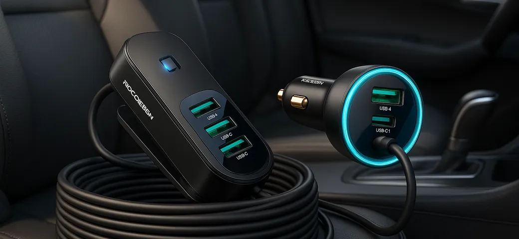 Con questo caricatore USB per auto metti d'accordo tutta la famiglia