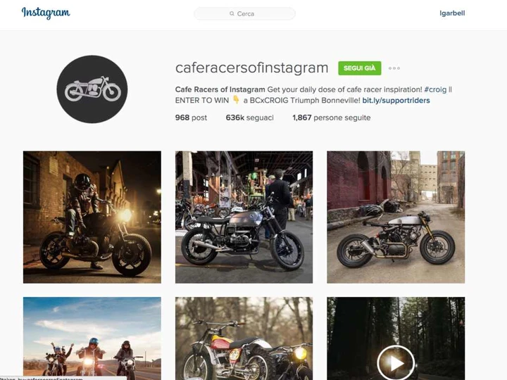 Gli account Instagram da seguire: @caferacersofinstagram