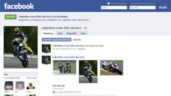 Valentino Rossi spopola (anche) su Facebook
