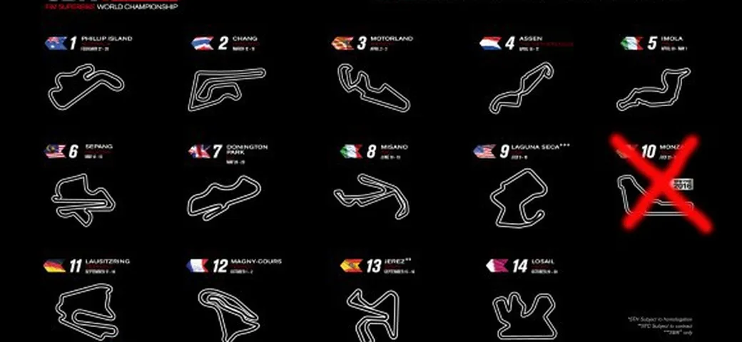 Aggiornamento Calendario SBK 2016, annullata Monza!