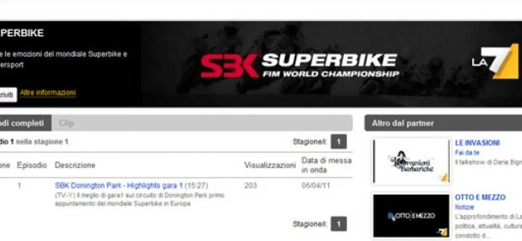 La Superbike sul canale Youtube de LA7