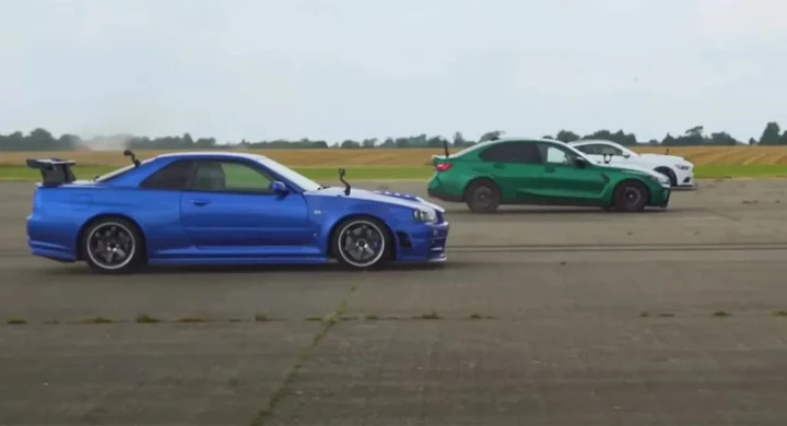 BMW M3 Competition vs Mustang e Nissan Skyline potenziate | Video