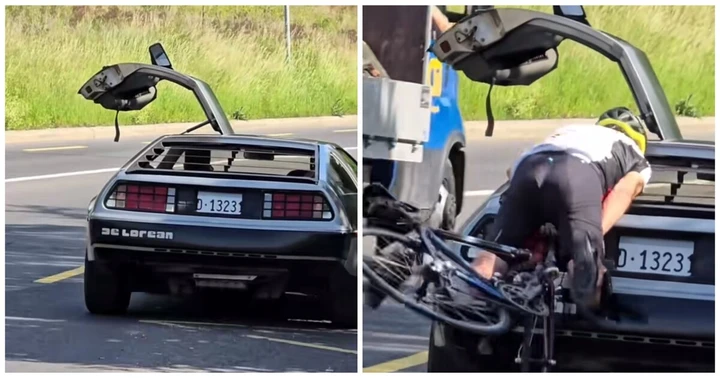 Ciclista 82enne si schianta contro una DeLorean