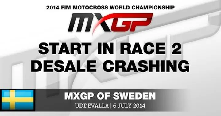 MXGP of Sweden - Start in Race 2 - Clement Desalle crashing - Motocross