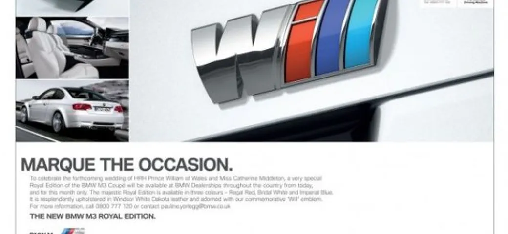 BMW M3: la Royal Edition per celebrare il matrimonio del principe William