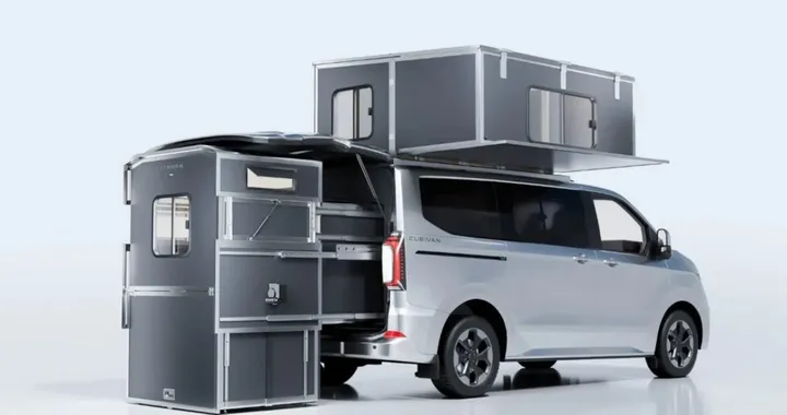 Il camper che si piega e scompare: cucina, bagno e camera da letto sul tetto