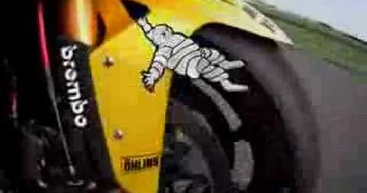 Michelin Man goes for a ride with Valentino Rossi