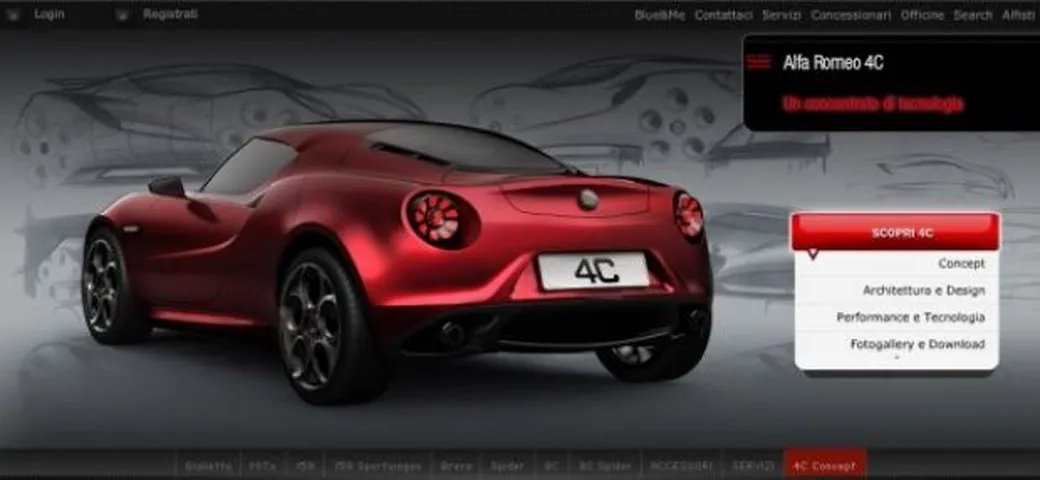 Alfa Romeo 4C Concept: arriva sul sito della casa