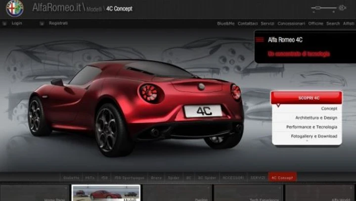 Alfa Romeo 4C Concept: arriva sul sito della casa