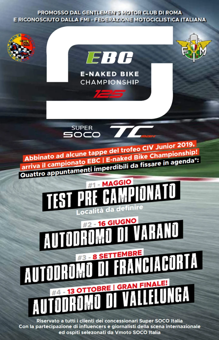 Moto elettriche: nasce EBC, trofeo monomarca SuperSoco TC-Max