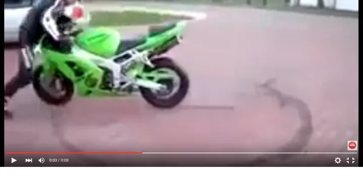 Vuole domare la moto al contrario ma perde la sfida [Video]