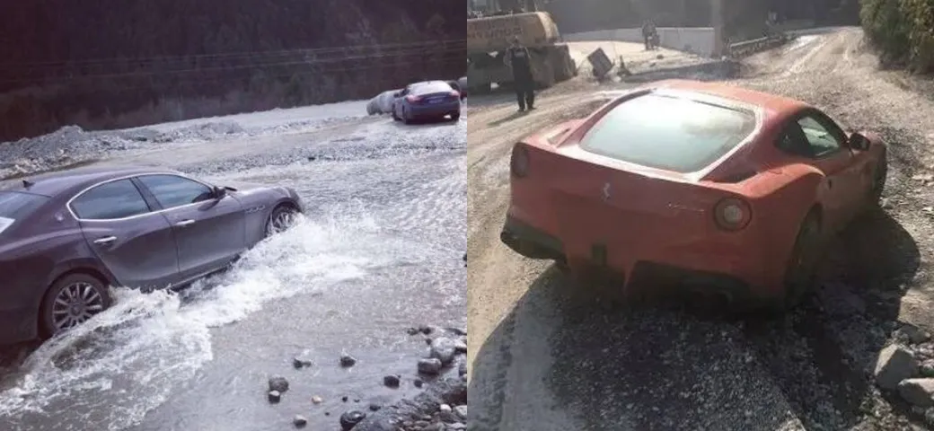 Cina: in offroad con una Ferrari e 10 Maserati
