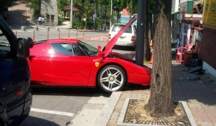 La Ferrari Enzo finisce contro un palo