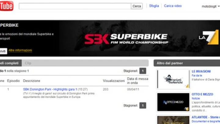 La Superbike sul canale Youtube de LA7
