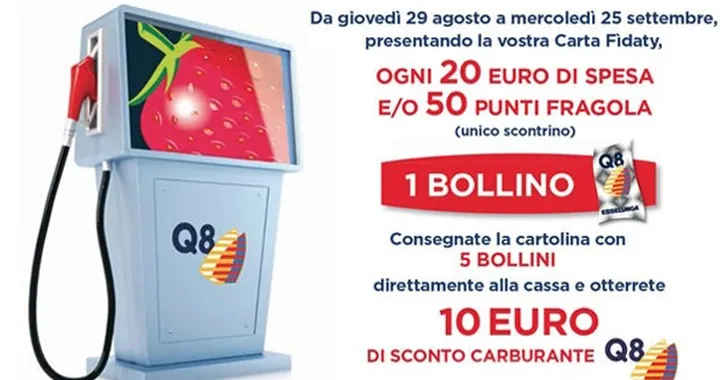 Esselunga e Q8: buoni benzina da 10 euro con la spesa