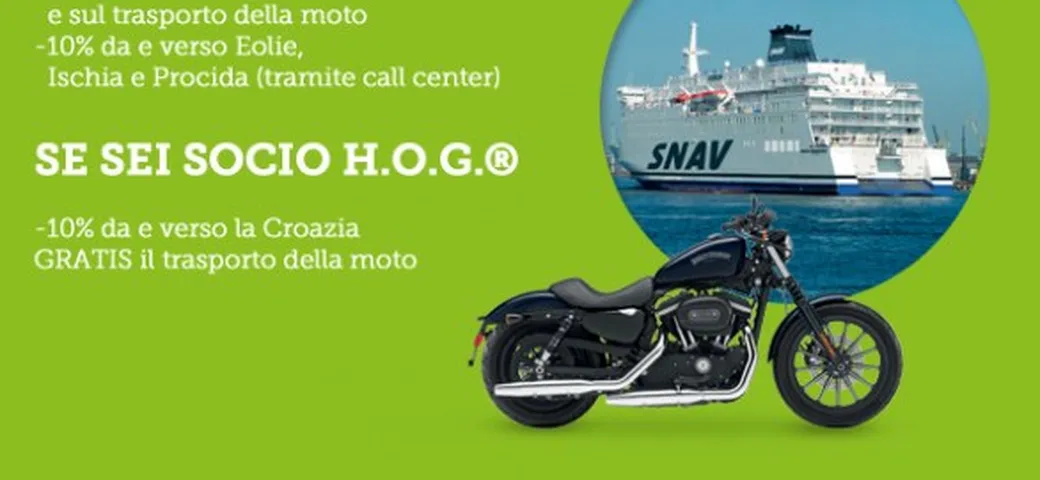 Accordo tra Harley-Davidson Italia e navigazione Snav: tariffe agevolate