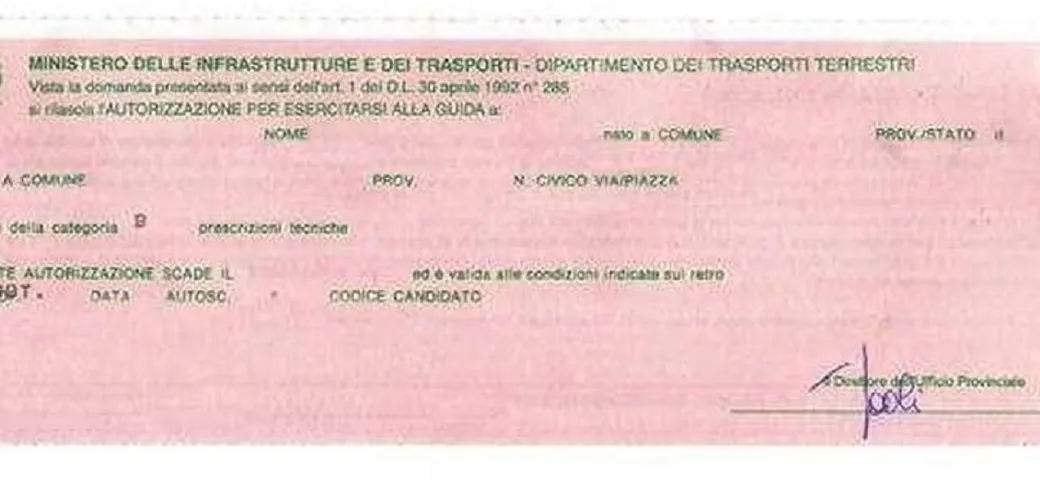 Foglio rosa patente B: come funziona, quanto dura