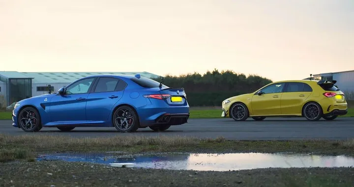 Alfa Giulia Quadrifoglio vs Mercedes AMG A45S: video di una drag race
