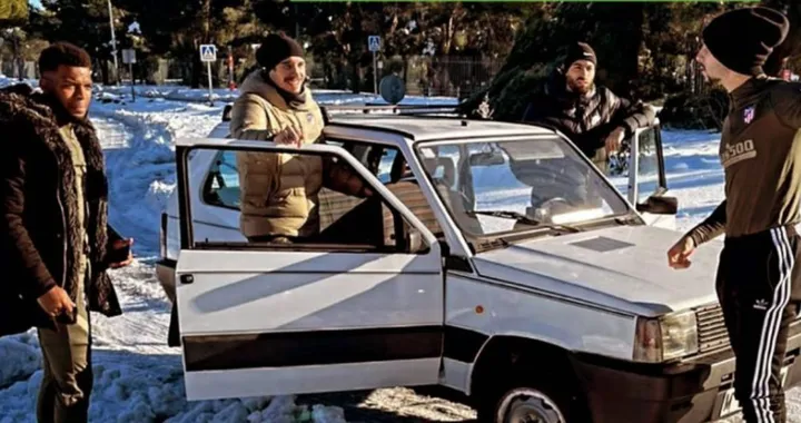 La Fiat Panda 4x4 "salva" dalla neve i giocatori dell'Atletico Madrid
