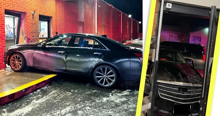 Con la Cadillac piomba in un negozio di liquori, dove beve e fuma