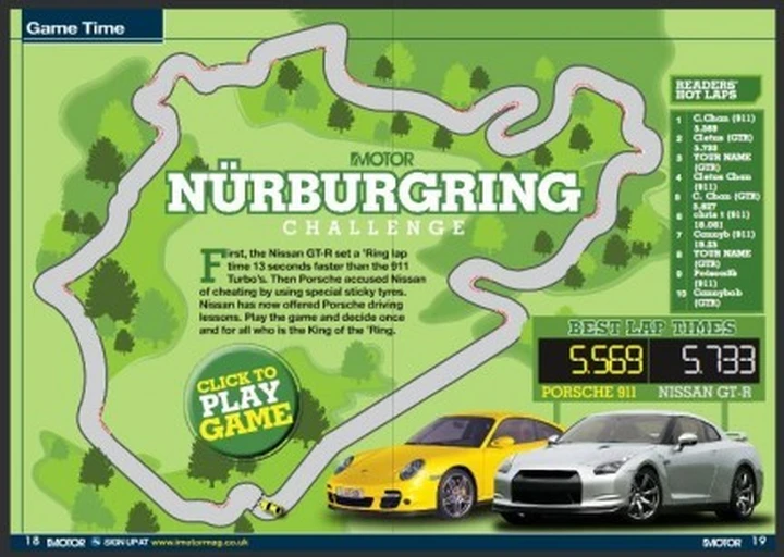 Nissan GT-R contro Porsche 911: la sfida sul Nürburgring diventa un gioco on-line
