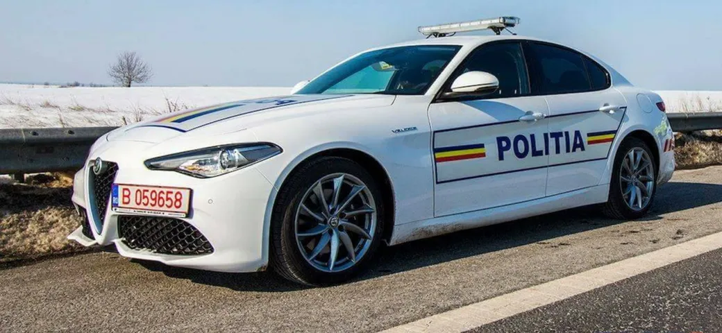 L'Alfa Romeo Giulia Veloce della Polizia rumena