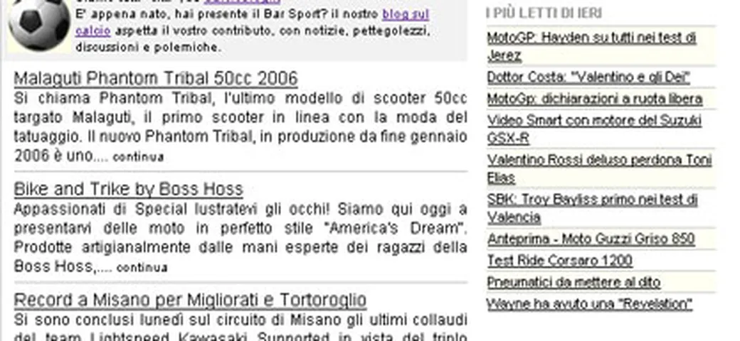 E' arrivata la newsletter di Motoblog!
