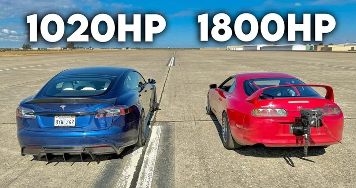 Toyota Supra da 1.800 cavalli sfida Tesla Model S Plaid: chi vince?