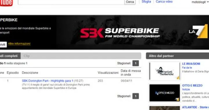 La Superbike sul canale Youtube de LA7